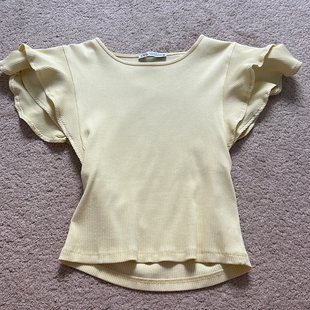 Yellow ruffle Zara top
